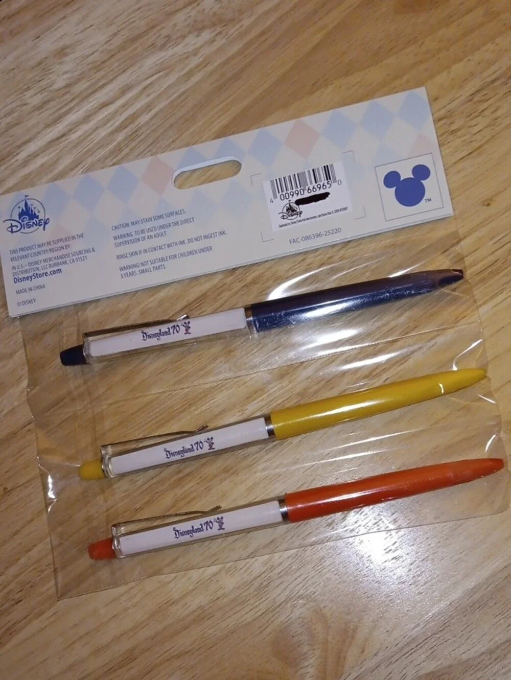 Disney Vault Collection Set of 3 Multicolor Pens (blue, yellow, orange)
